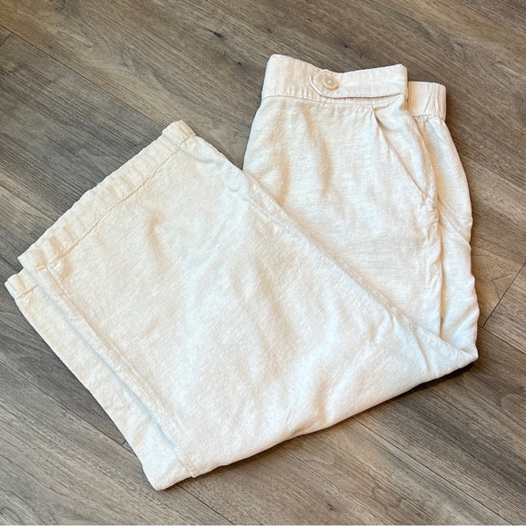 Women's Croft & Barrow® Pull-On Wide Leg Crop Pants linen blend size L beige - Picture 3 of 5